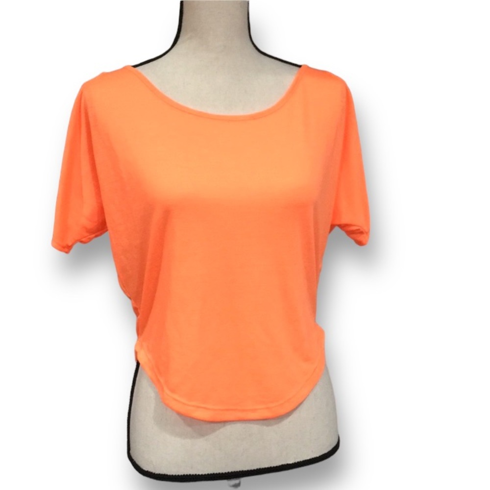 Neon Orange cut out short sleeve top